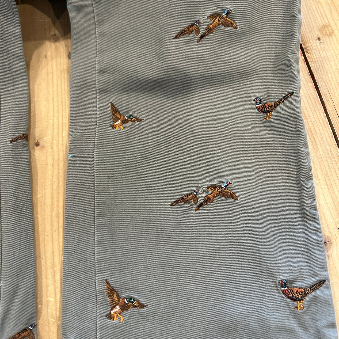 00's Polo Ralph Lauren twill pants ポロ ラルフローレン 雉 刺繍 パンツ グレー (36L)/B1457P-SO