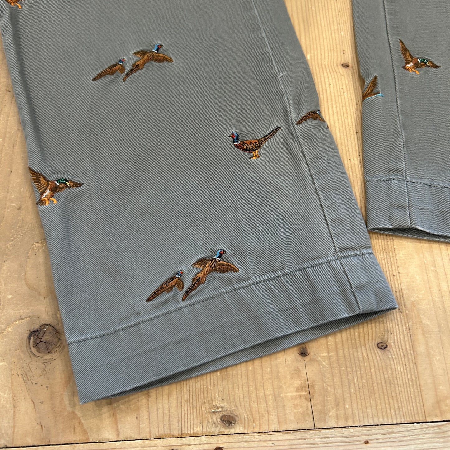 00's Polo Ralph Lauren twill pants ポロ ラルフローレン 雉 刺繍 パンツ グレー (36L)/B1457P-SO