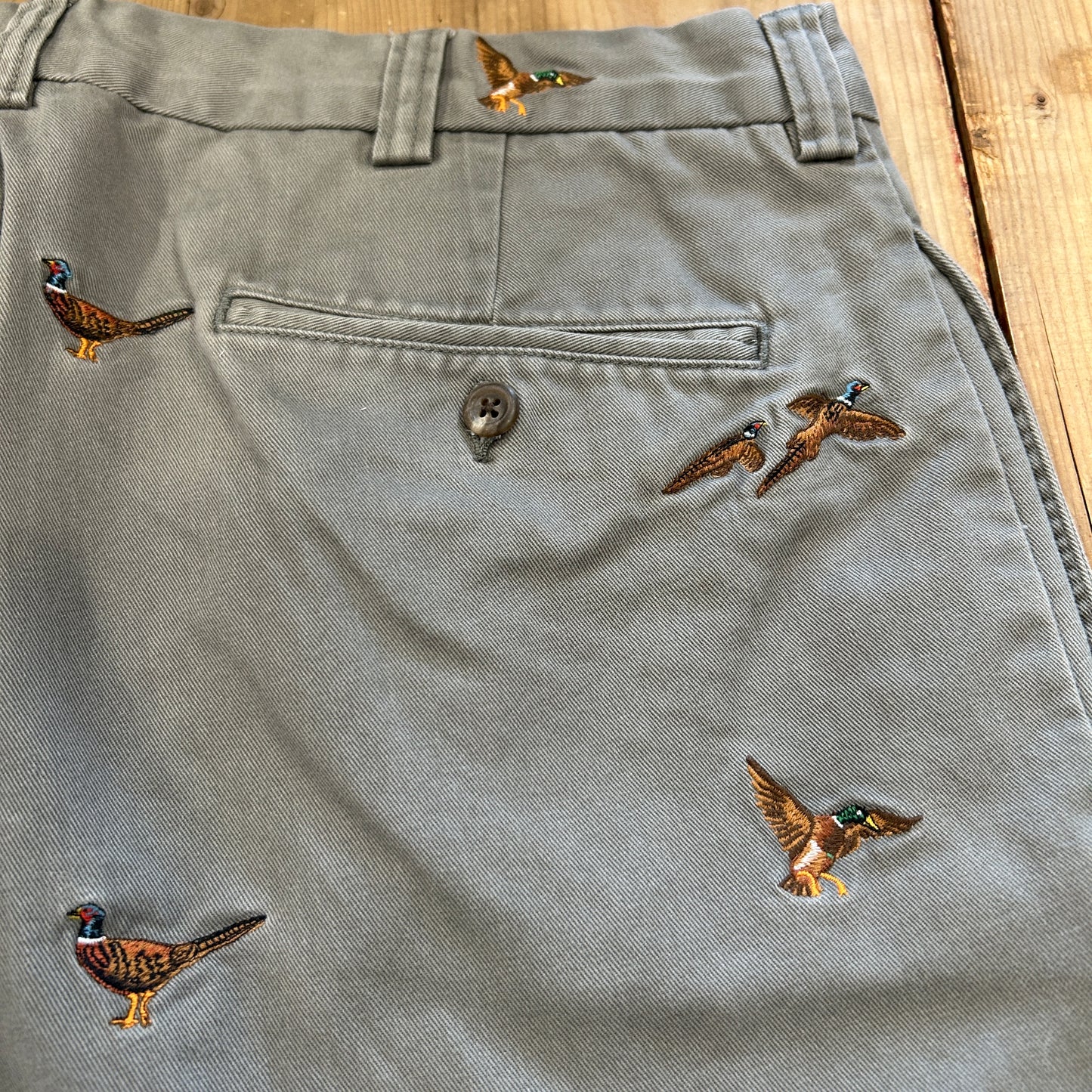 00's Polo Ralph Lauren twill pants ポロ ラルフローレン 雉 刺繍 パンツ グレー (36L)/B1457P-SO