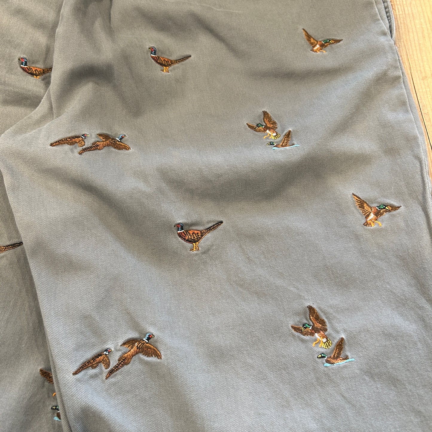 00's Polo Ralph Lauren twill pants ポロ ラルフローレン 雉 刺繍 パンツ グレー (36L)/B1457P-SO