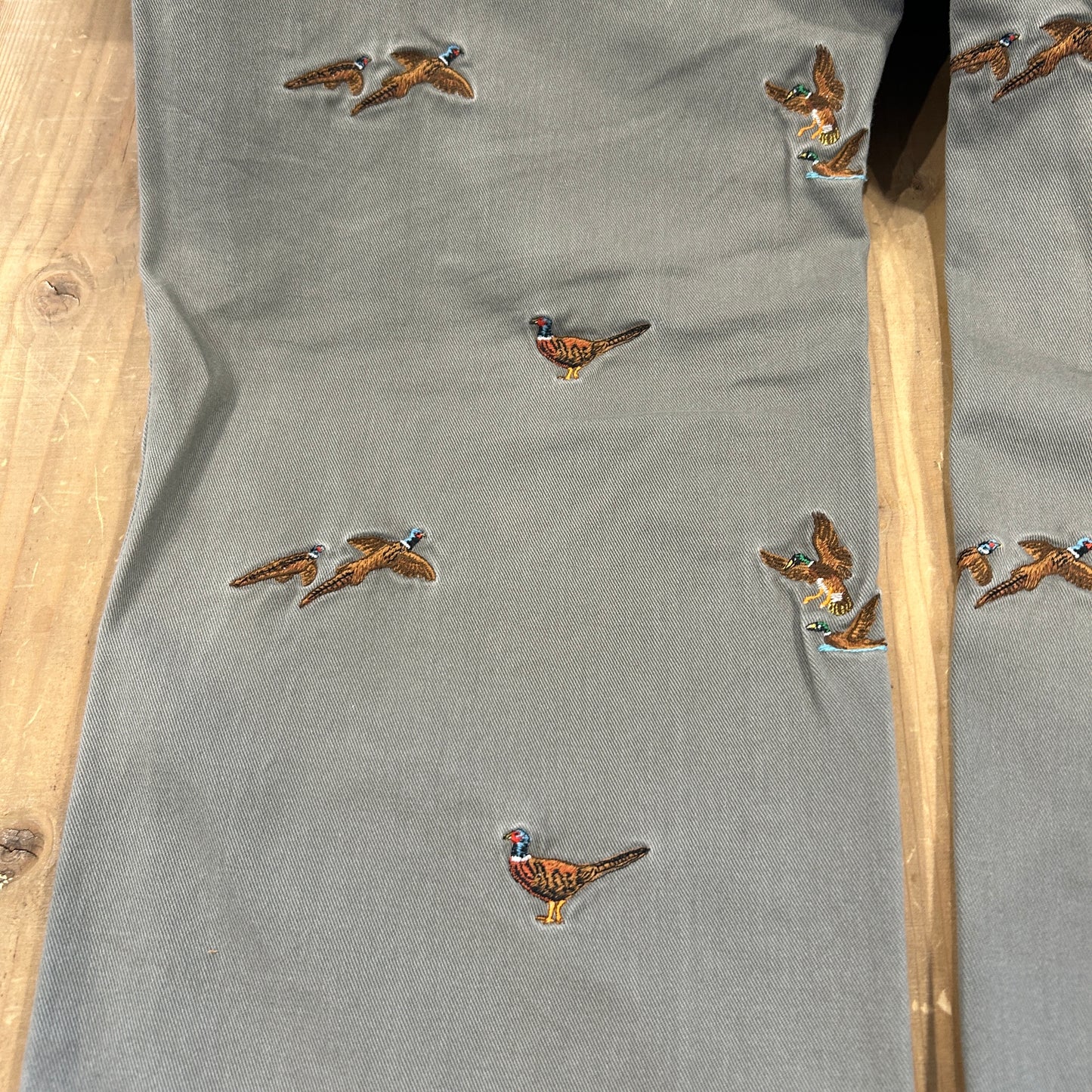 00's Polo Ralph Lauren twill pants ポロ ラルフローレン 雉 刺繍 パンツ グレー (36L)/B1457P-SO