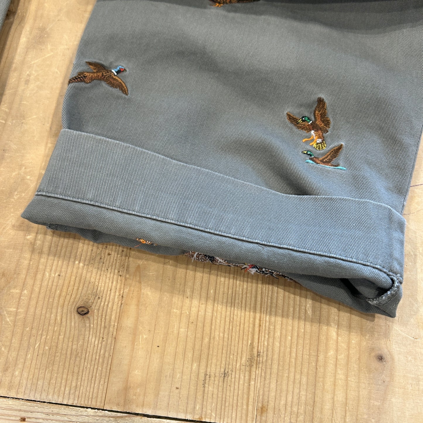 00's Polo Ralph Lauren twill pants ポロ ラルフローレン 雉 刺繍 パンツ グレー (36L)/B1457P-SO