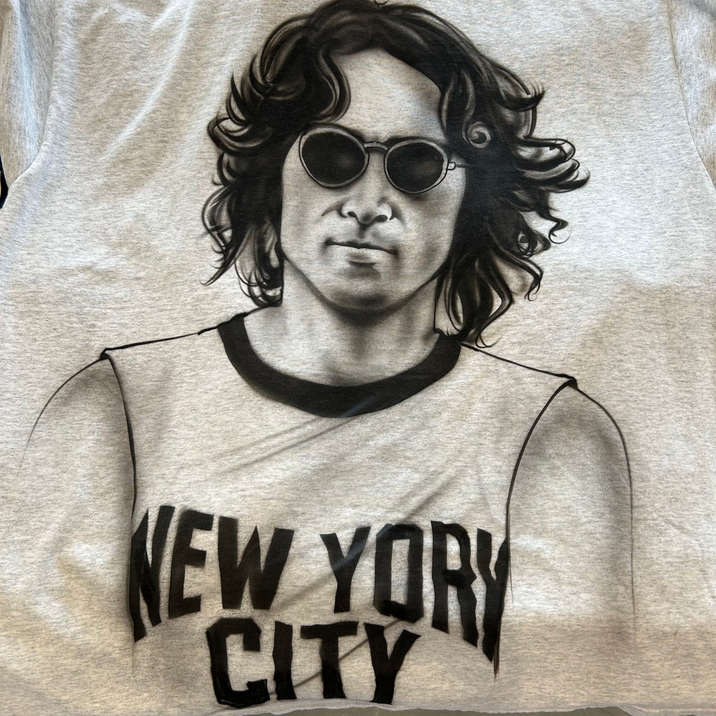 00's Beatles ジョン・レノン エアブラシアートTシャツ ビートルズ グレー(XL)/A6430T-SO