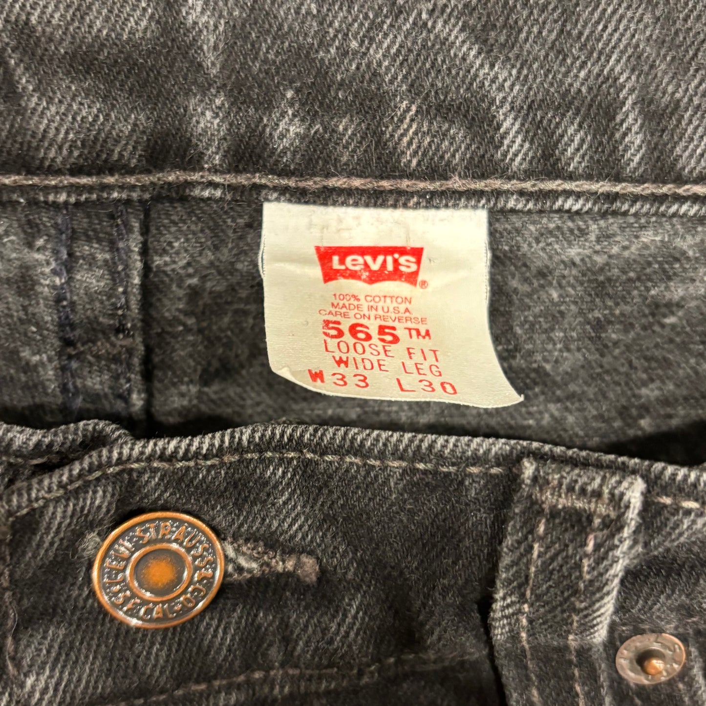 90's Levi's 565 Loose Fit Wide Leg デニムパンツ 黒 (33×30)/B2634P-SO