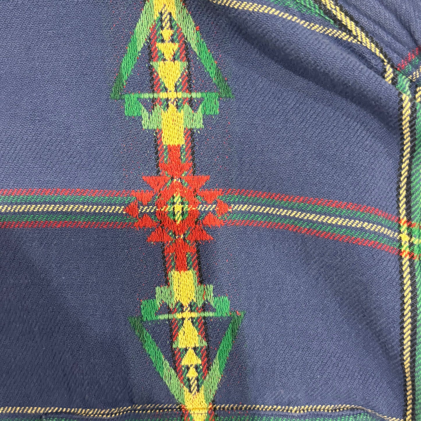 00's Polo Ralph Lauren ラルフローレン チェック ネイティブ柄シャツ 青赤緑黄 (XXL)/A1165SH-SO