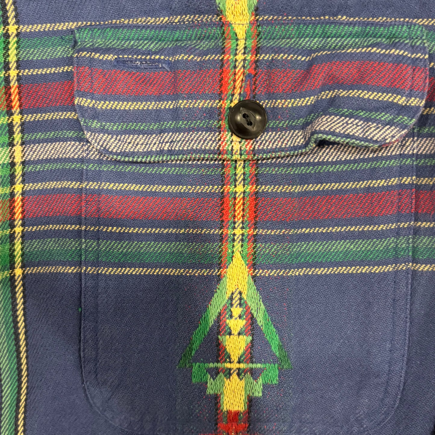 00's Polo Ralph Lauren ラルフローレン チェック ネイティブ柄シャツ 青赤緑黄 (XXL)/A1165SH-SO