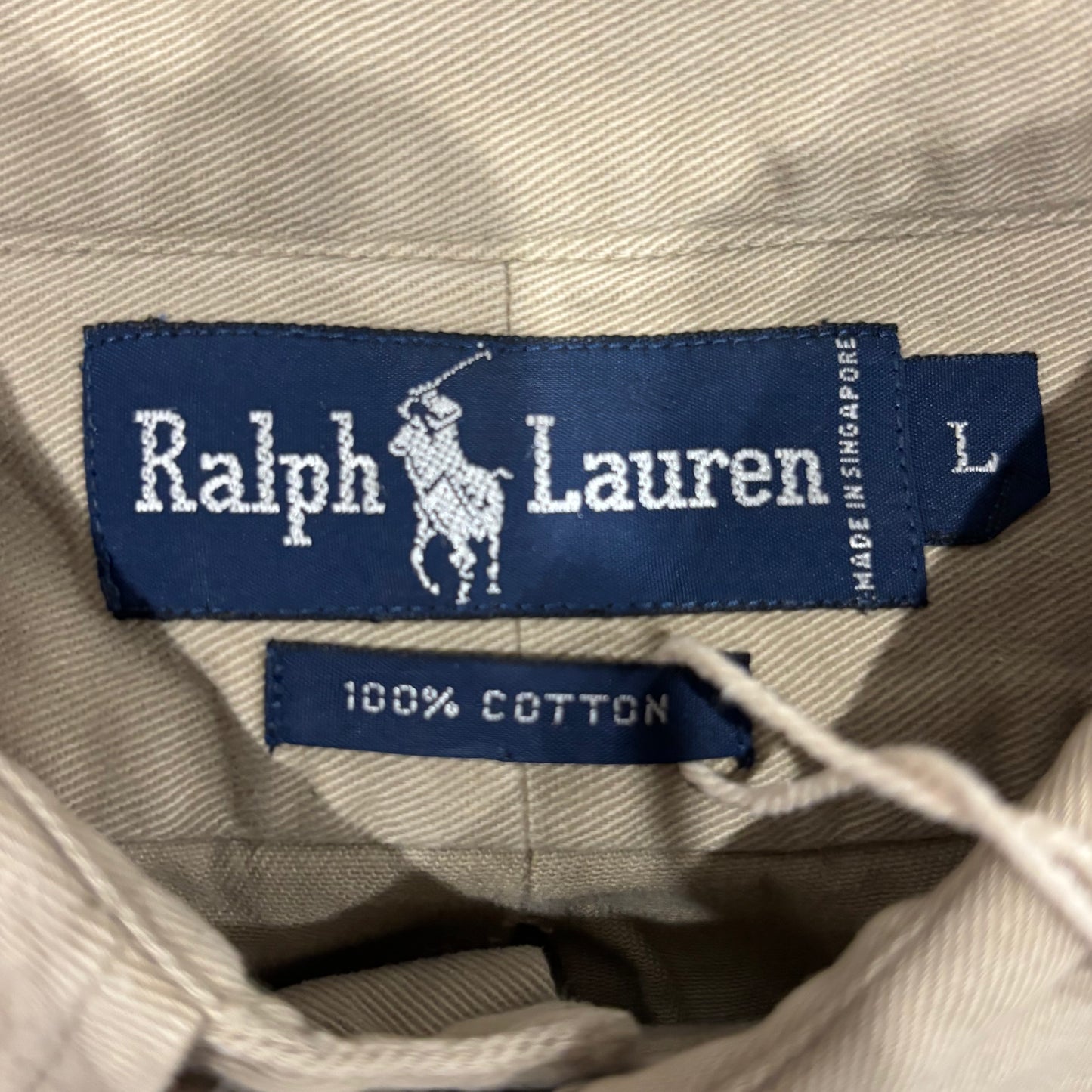 00's Ralph Lauren ラルフローレン 無地シャツ ベージュ (L)/A7944SH-SO