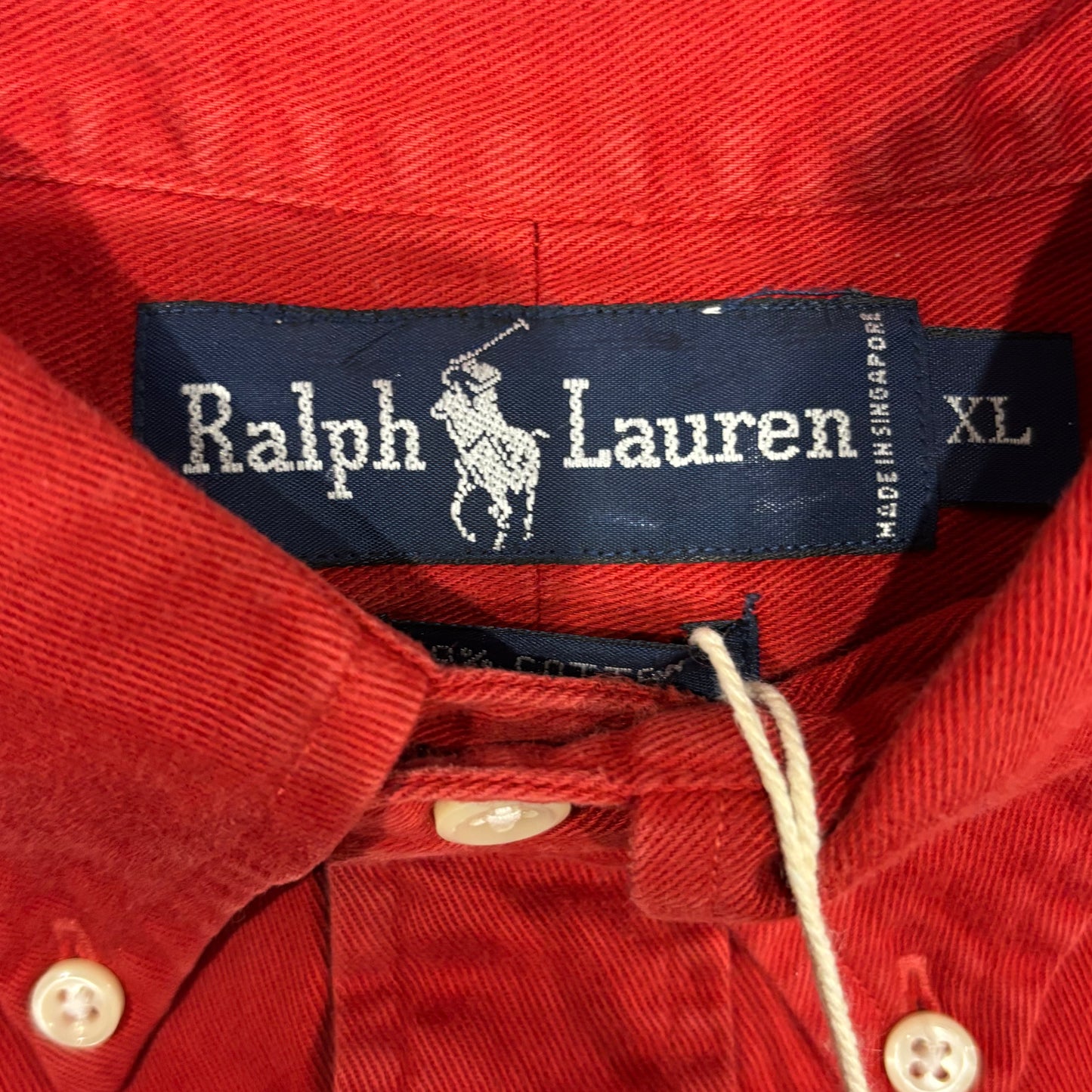 00's Ralph Lauren ラルフローレン ポロベア 無地シャツ 赤 (XL)/A7730SH-SO