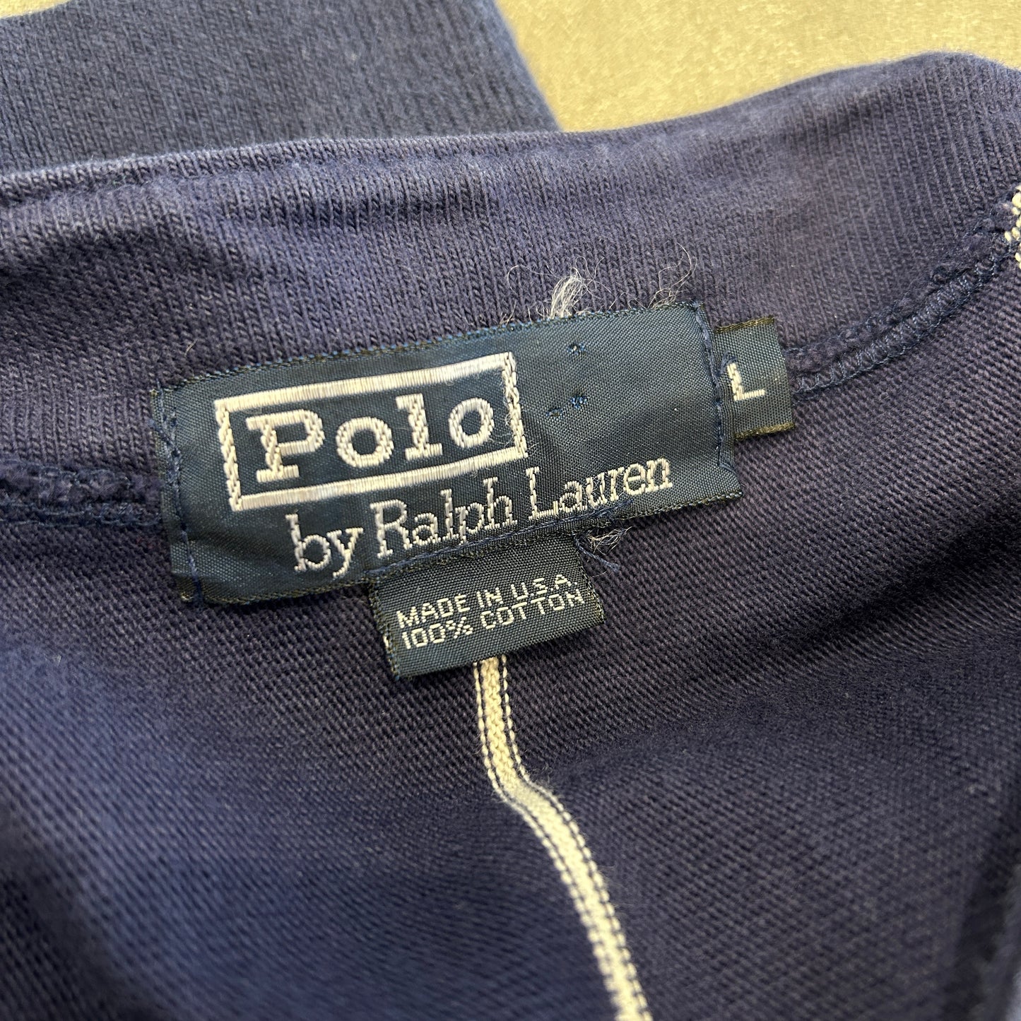 90's Polo Ralph Lauren ラルフ ヘンリーネックカットソー ロンT USA製(L)/A5677T-SO