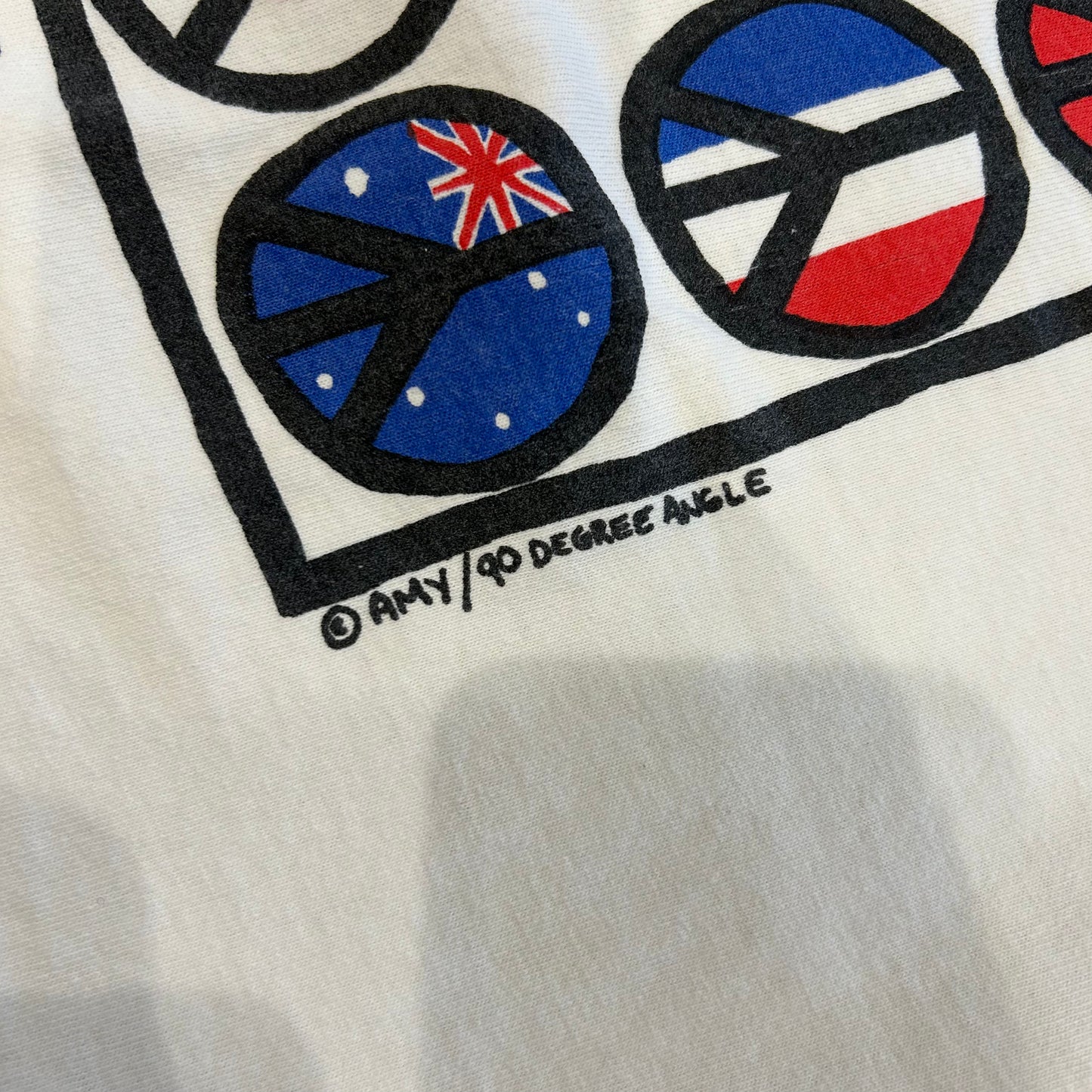 90's Fruit Of The Loom "PEACE" アートTシャツ 白(XL)/B2048T-SO