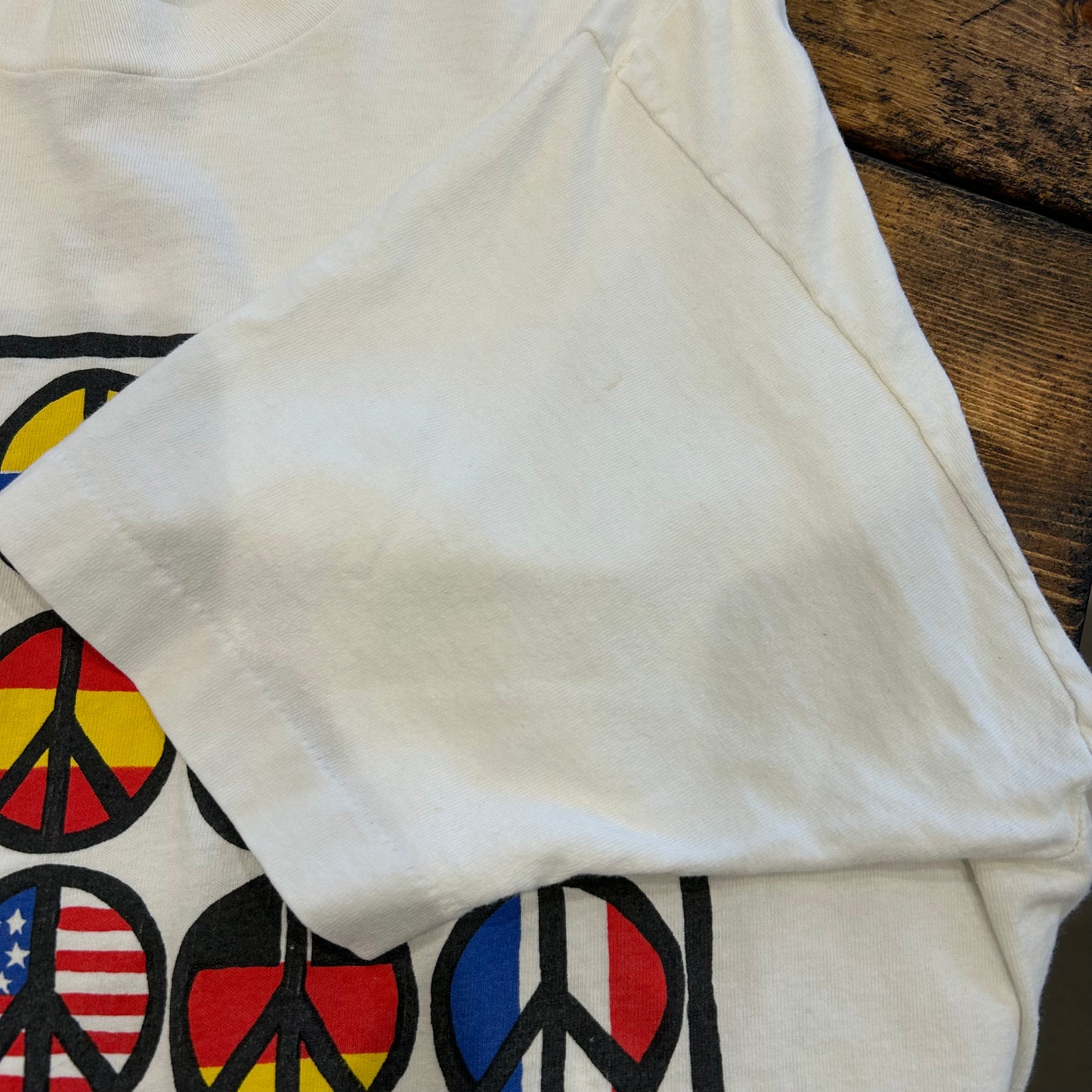 90's Fruit Of The Loom "PEACE" アートTシャツ 白(XL)/B2048T-SO