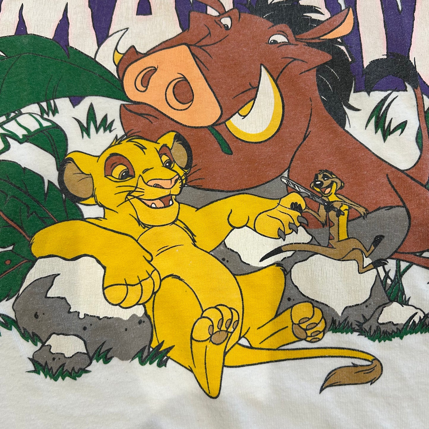 90's Disney DESIGNS ライオンキング "HAKUNA MATATA" Tシャツ オフホワイト(L/XL)/A6542T-SO