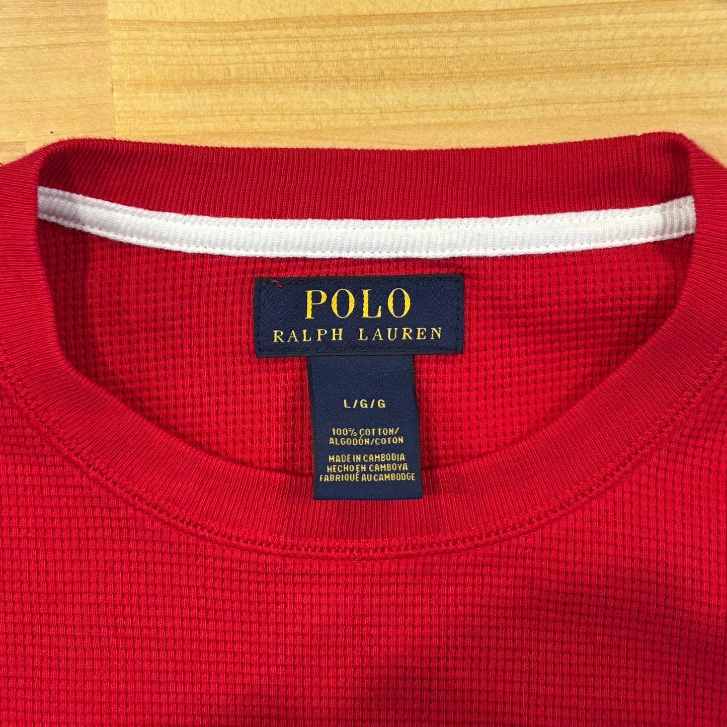 POLO RALPH LAUREN サーマルシャツ 赤 (L)/B1347T-SO