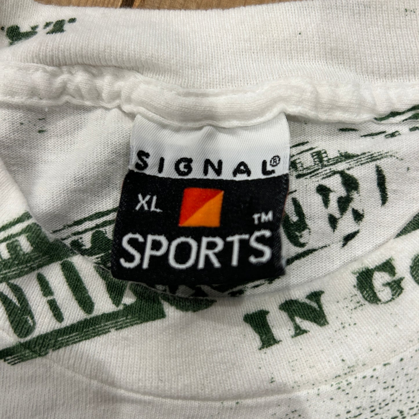 90's SIGNAL SPORT 100 Dollar AOP 総柄Tシャツ 白(XL)/B2690T-SO