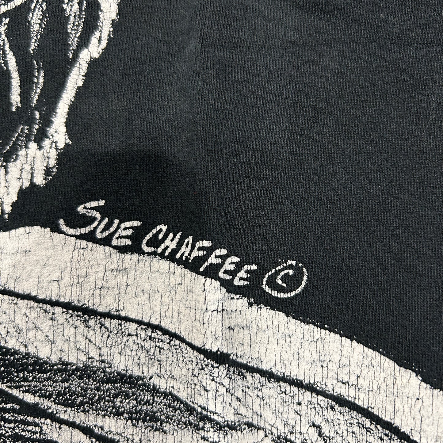 90's Jerzees SUE CHAFFEE イーグル アニマルアートTシャツ 黒(XL)/A7390T-SO
