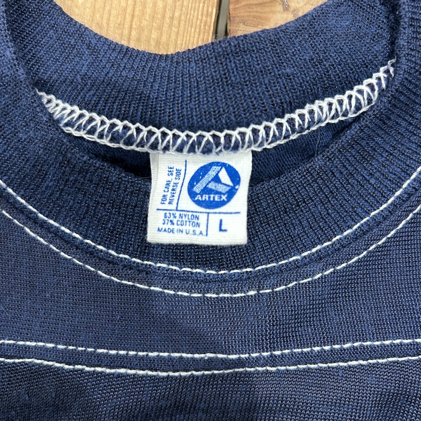 80's ARTEX "LOYORA" フットボールTシャツ ナイロン/コットン 紺(L)/A7408T-SO