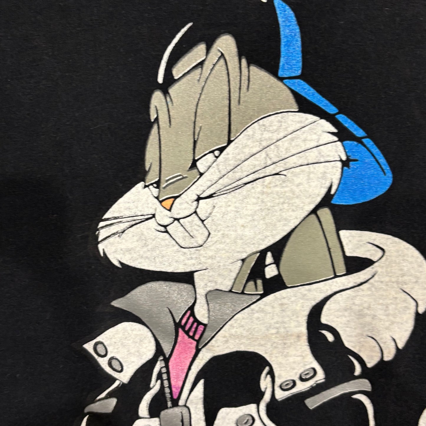 90's SUN Warner Bros バッグスバニー&タスマニアンデビル ロングTシャツ 黒 (M)/B2534T-SO