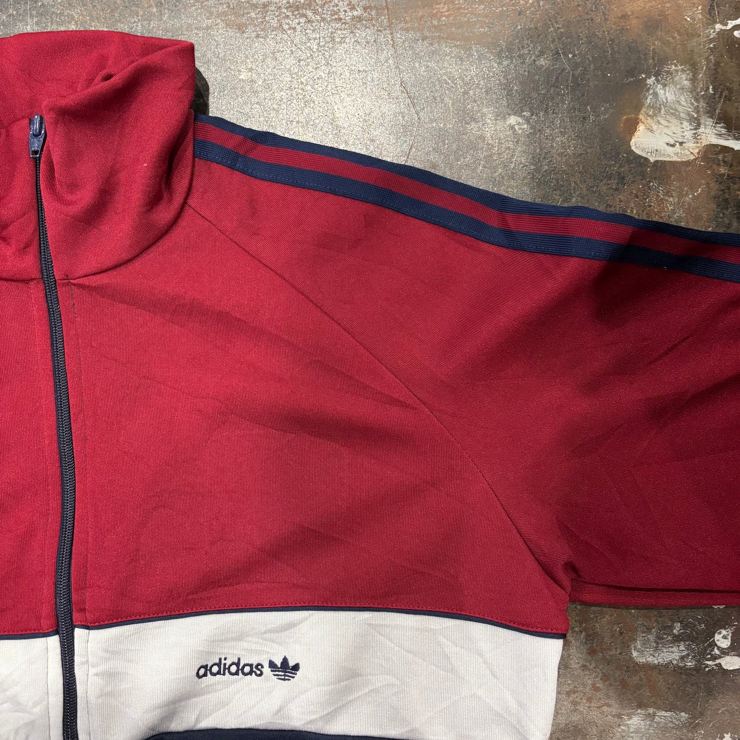 80's Adidas トラックジャケット 赤、ネイビー、グレー M /A5997J-SO