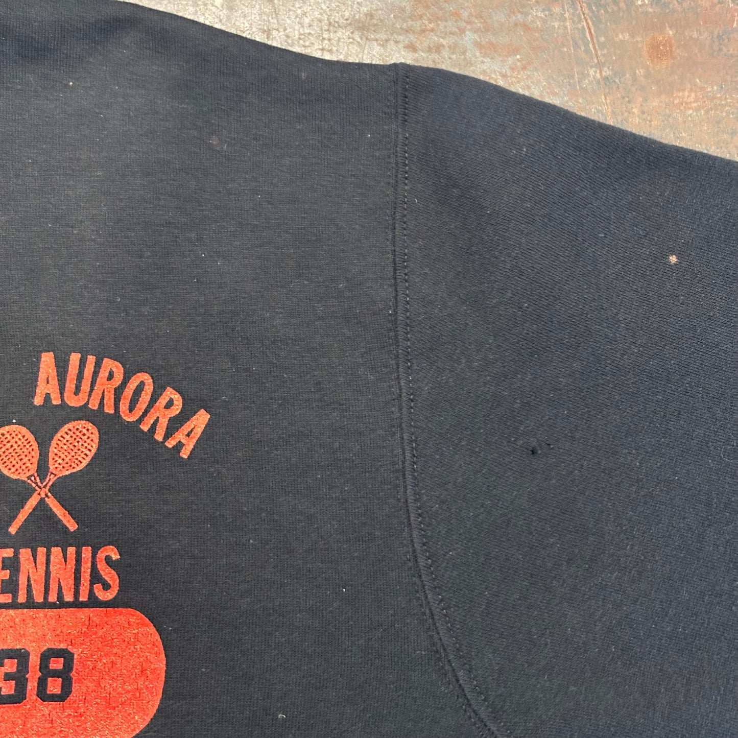 90's Russell Athletic EAST AURORA TENNIS フーディー ブラック (XL)/A0336S-OS