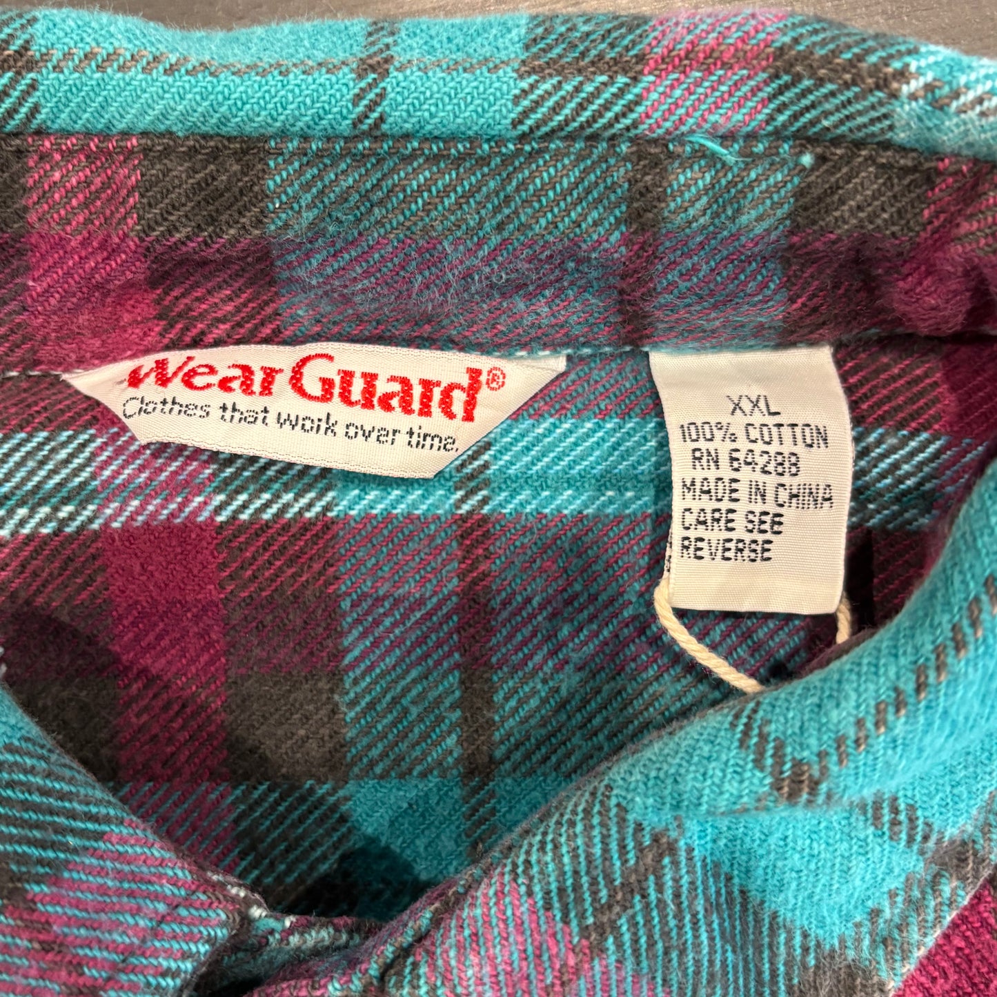 00's Wear Guard フランネルチェックシャツ ターコイズブルー マゼンタ 黒 (XXL)/B3055SH-SO