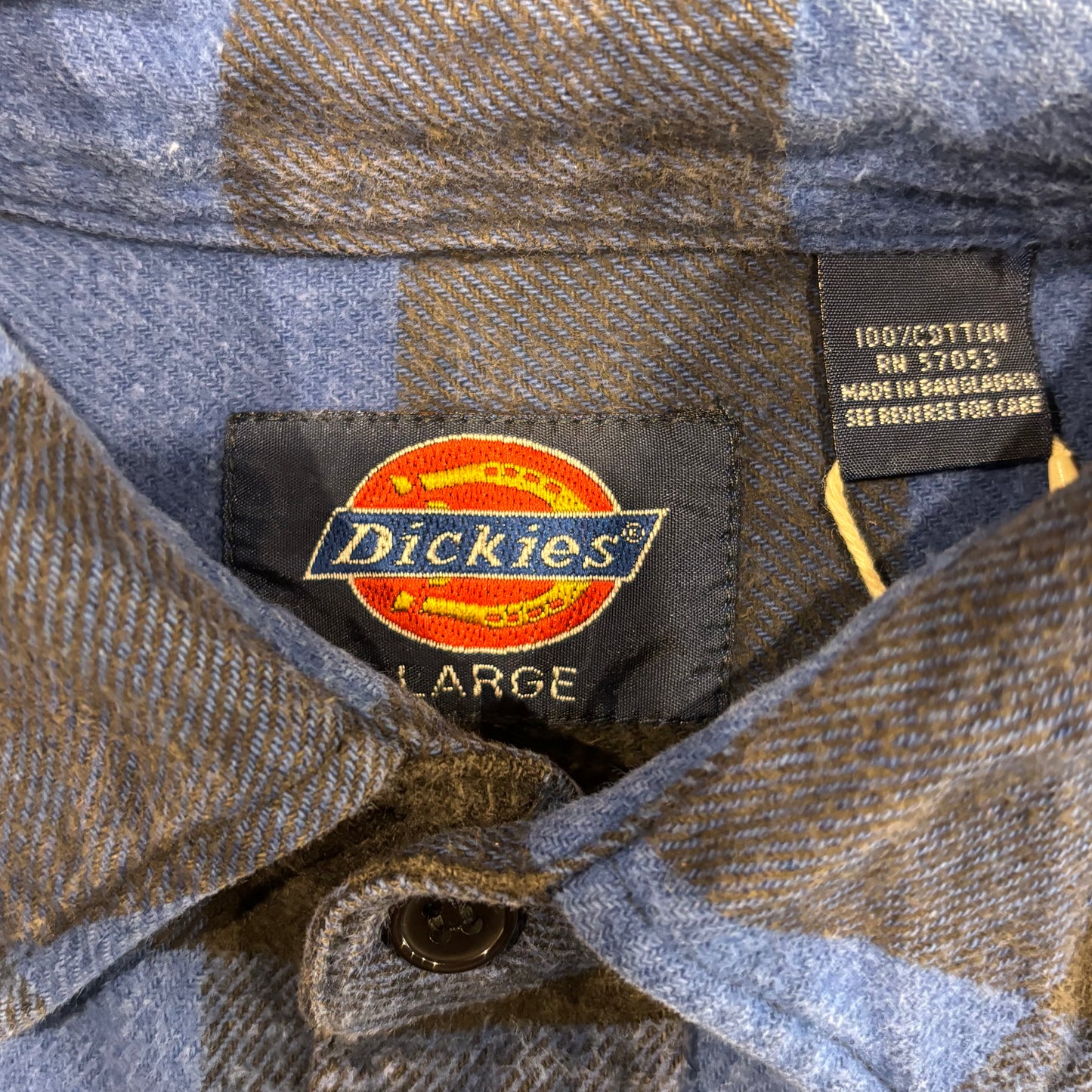 90's Dickies ディッキーズ ネルシャツ バッファローチェック 青黒 (L)/B2913SH-SO