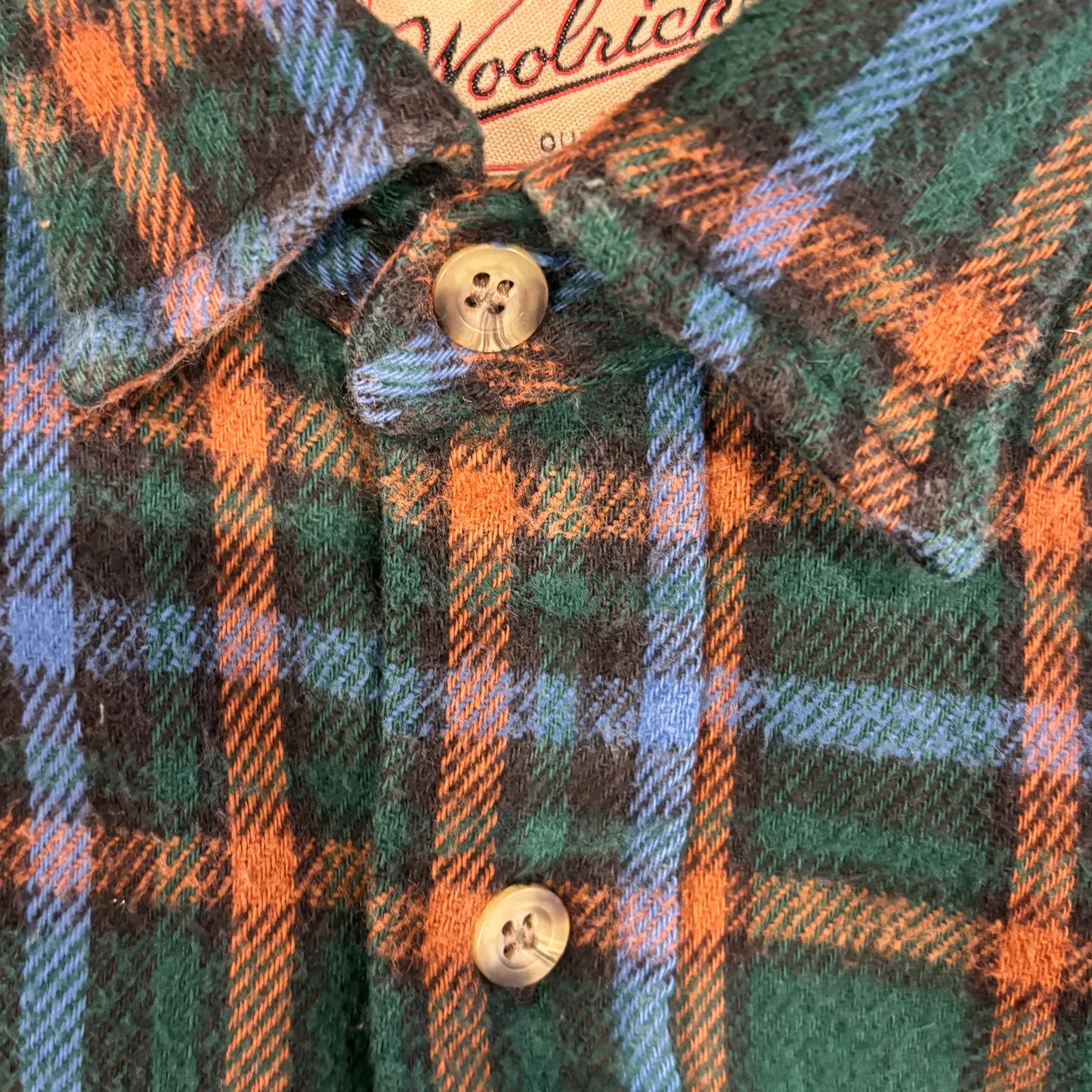 00's Wool Rich フランネルチェックシャツ 青緑橙 (M)/A7783SH-SO