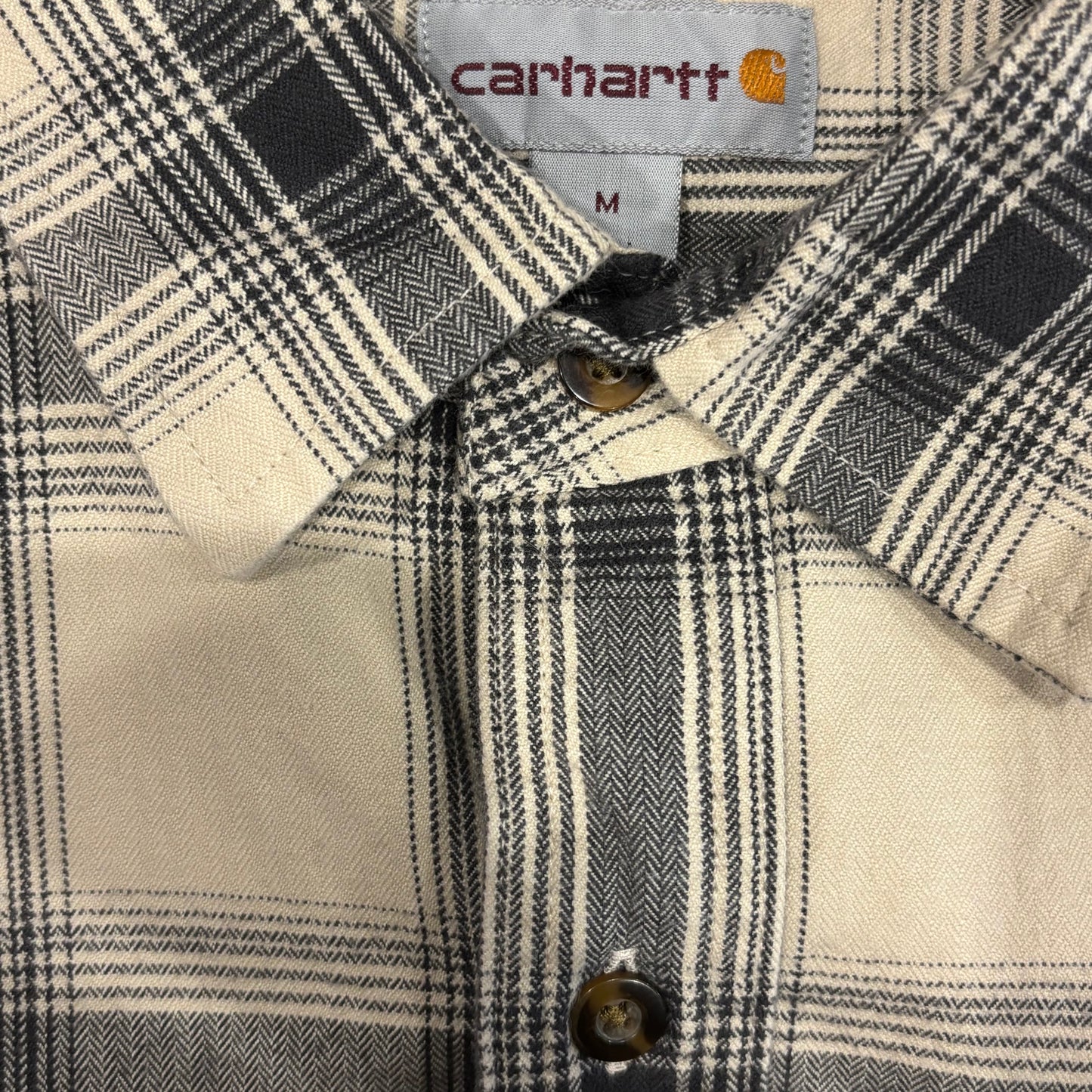 00's Carhartt カーハート フランネルシャツ 白黒灰 (M)/A7948SH-SO