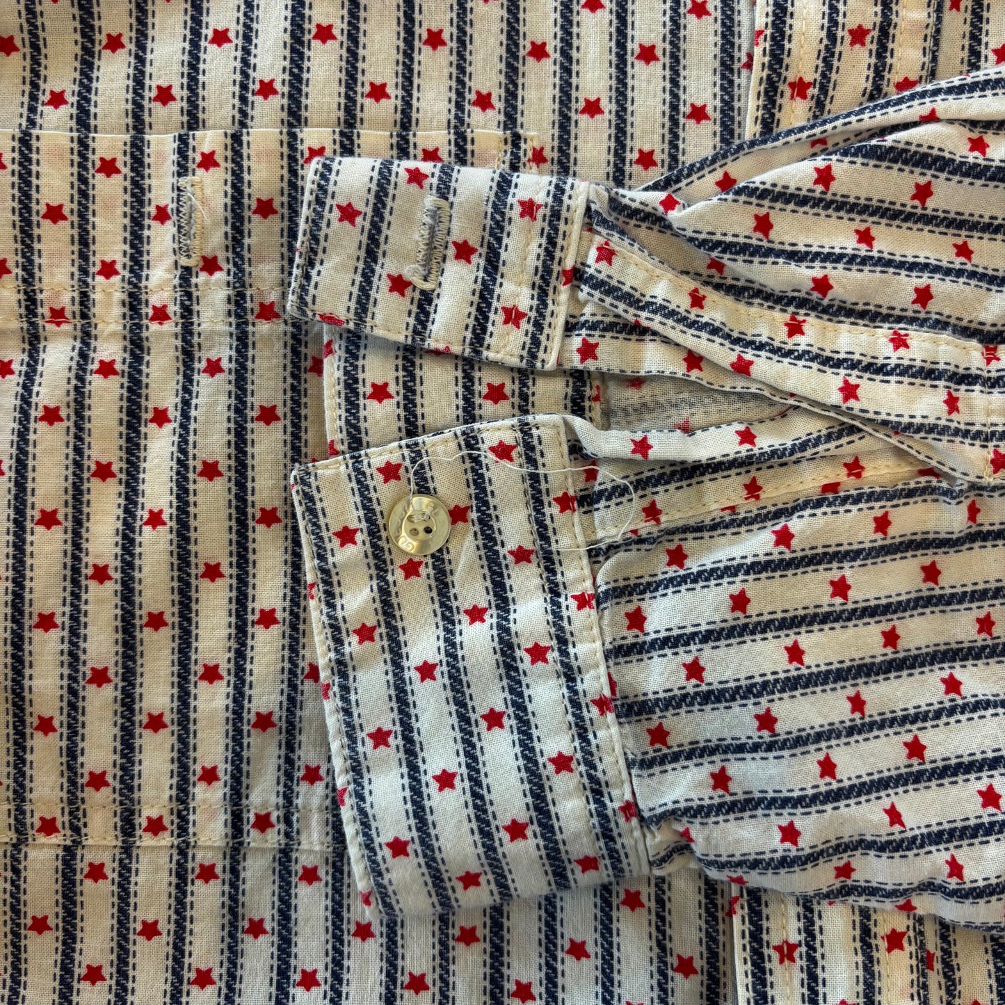 90's GUESS ストライプ コットンシャツ 青赤白 (XXL)/B1554S-SO