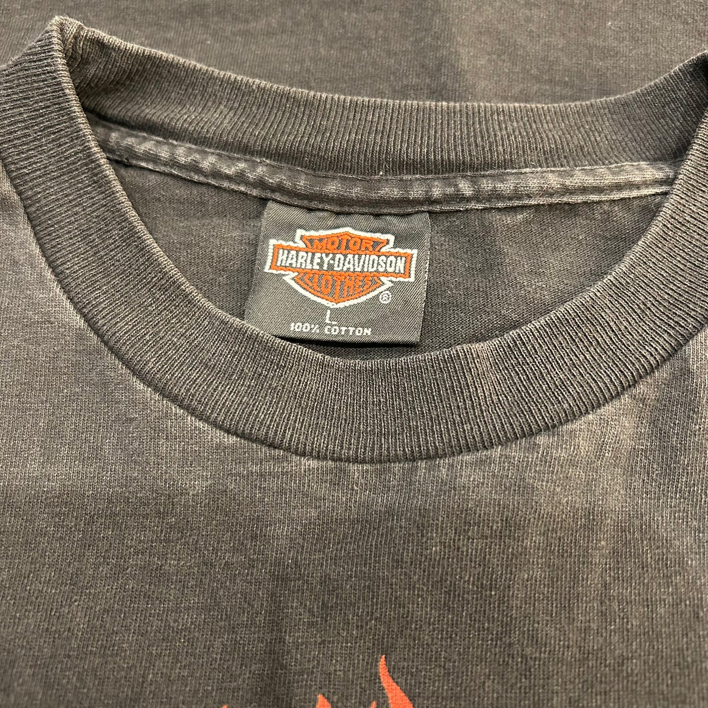 90's HARLEY DAVIDSON "JOHN'S FORTCOLLINS, CO" Tシャツ ブラック (L)/A6981T-SO