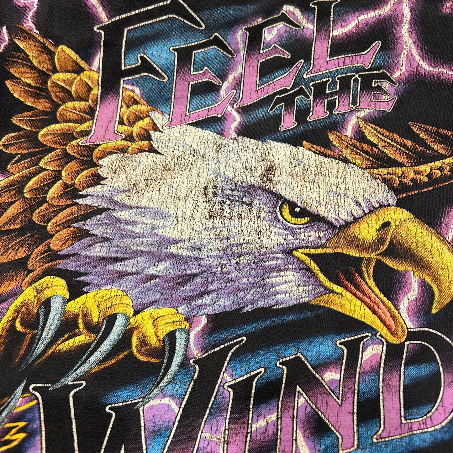 00's THUNDER SPORTSWEAR "FEEL THE WIND" Tシャツ ブラック (L)/A7137T-SO