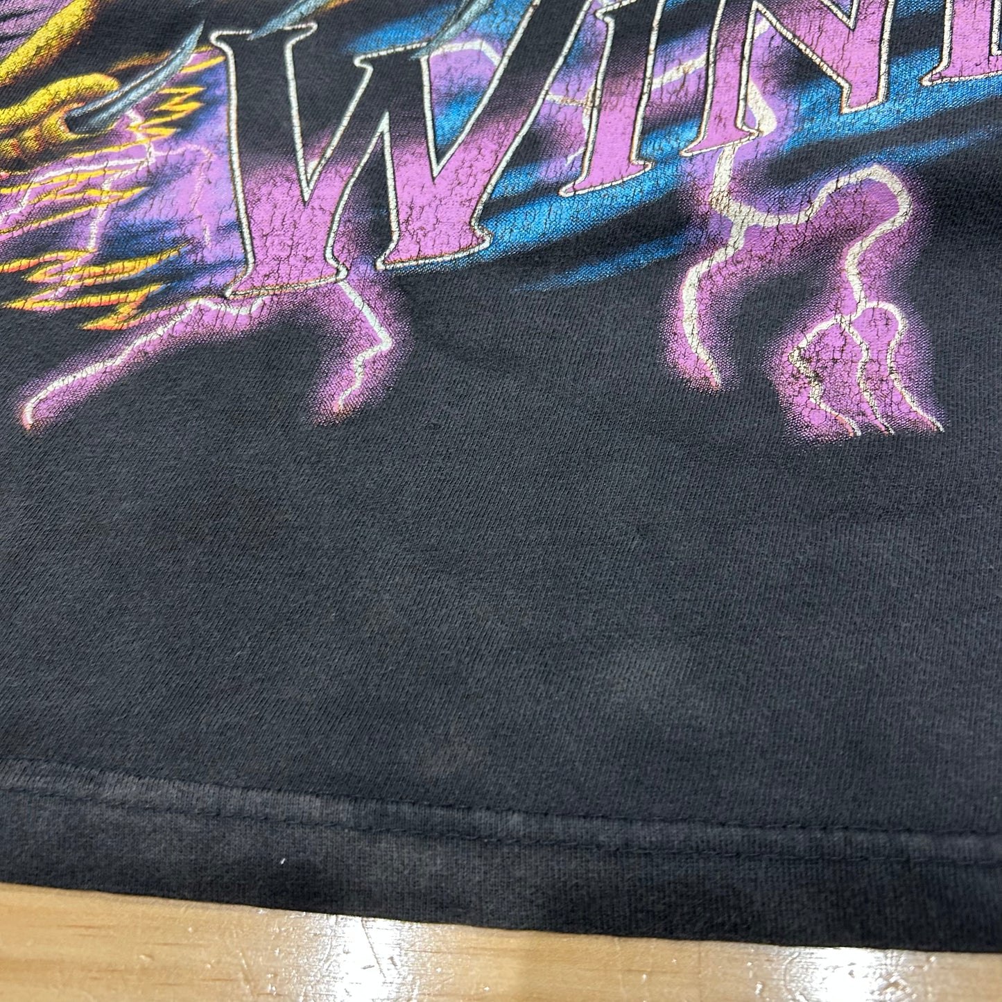 00's THUNDER SPORTSWEAR "FEEL THE WIND" Tシャツ ブラック (L)/A7137T-SO
