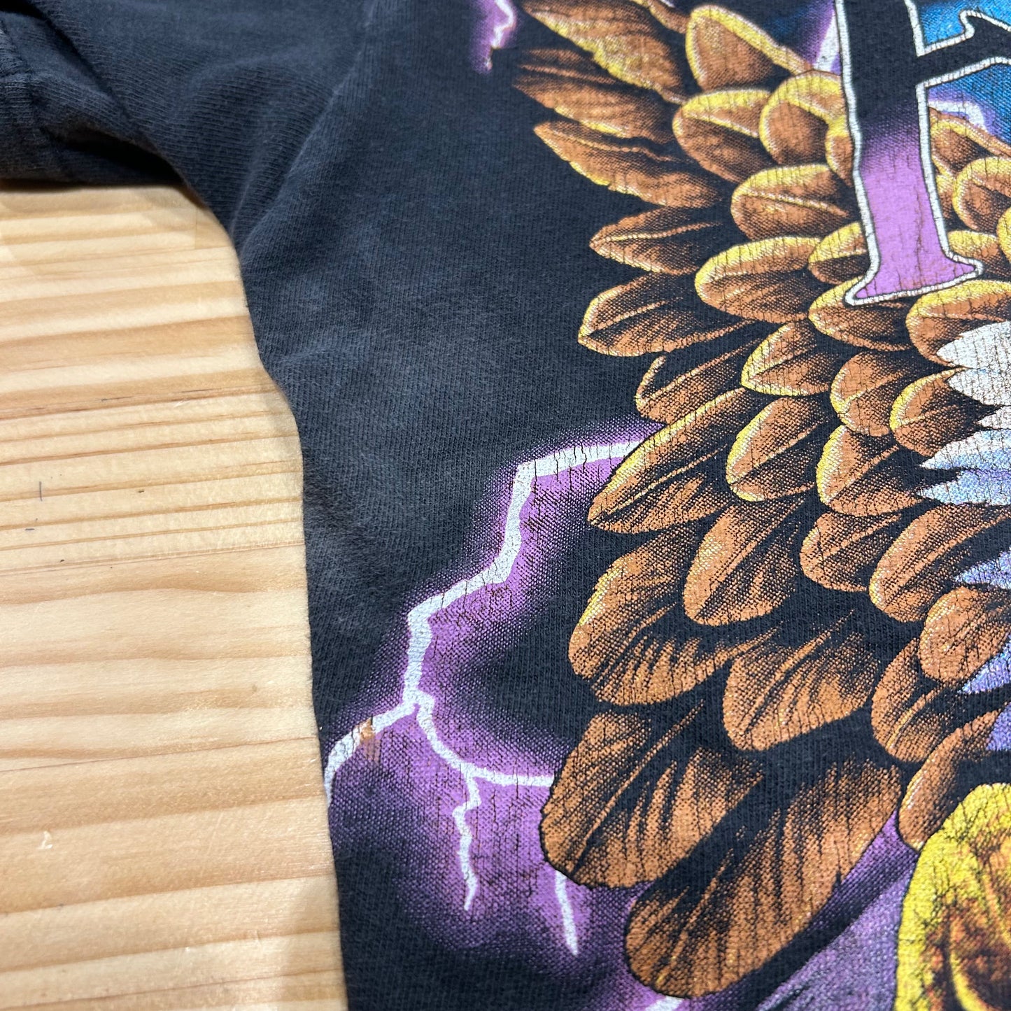 00's THUNDER SPORTSWEAR "FEEL THE WIND" Tシャツ ブラック (L)/A7137T-SO