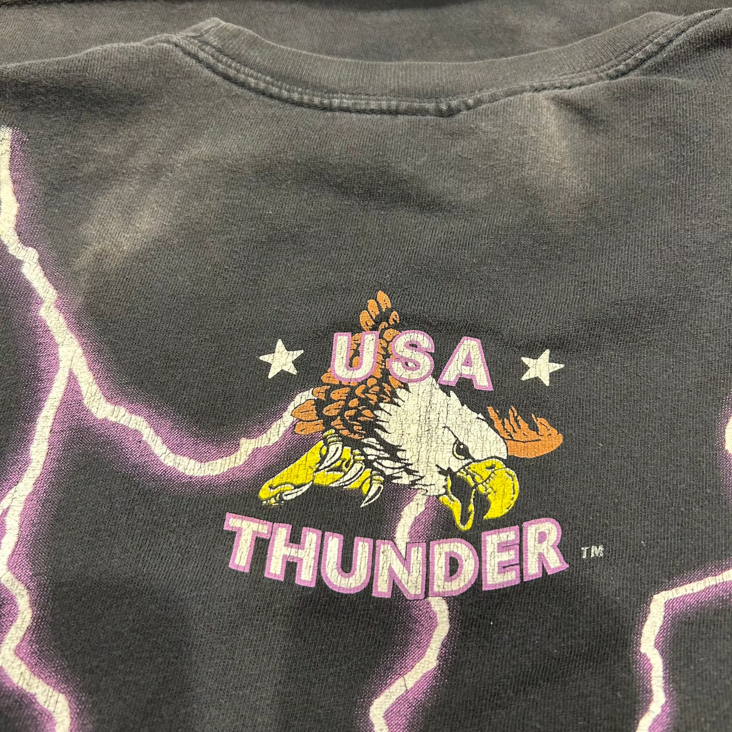 00's THUNDER SPORTSWEAR "FEEL THE WIND" Tシャツ ブラック (L)/A7137T-SO