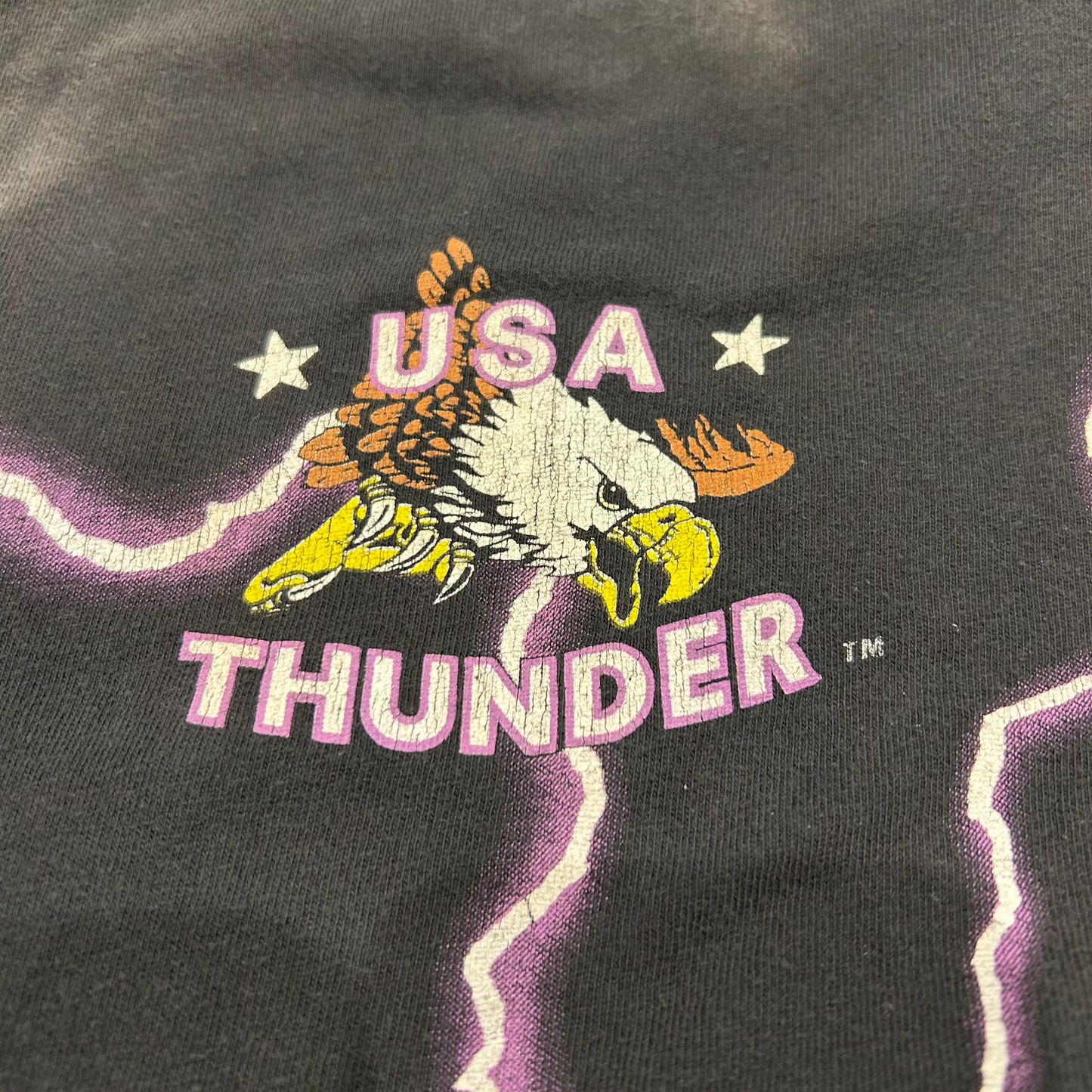 00's THUNDER SPORTSWEAR "FEEL THE WIND" Tシャツ ブラック (L)/A7137T-SO