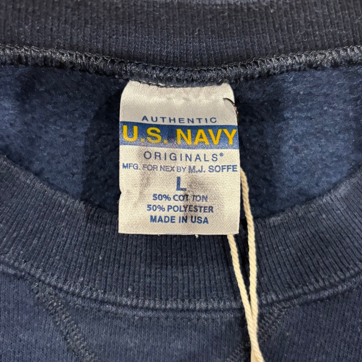 90's US NAVY ミリタリースウェット 紺 (L)/B1395S-SO