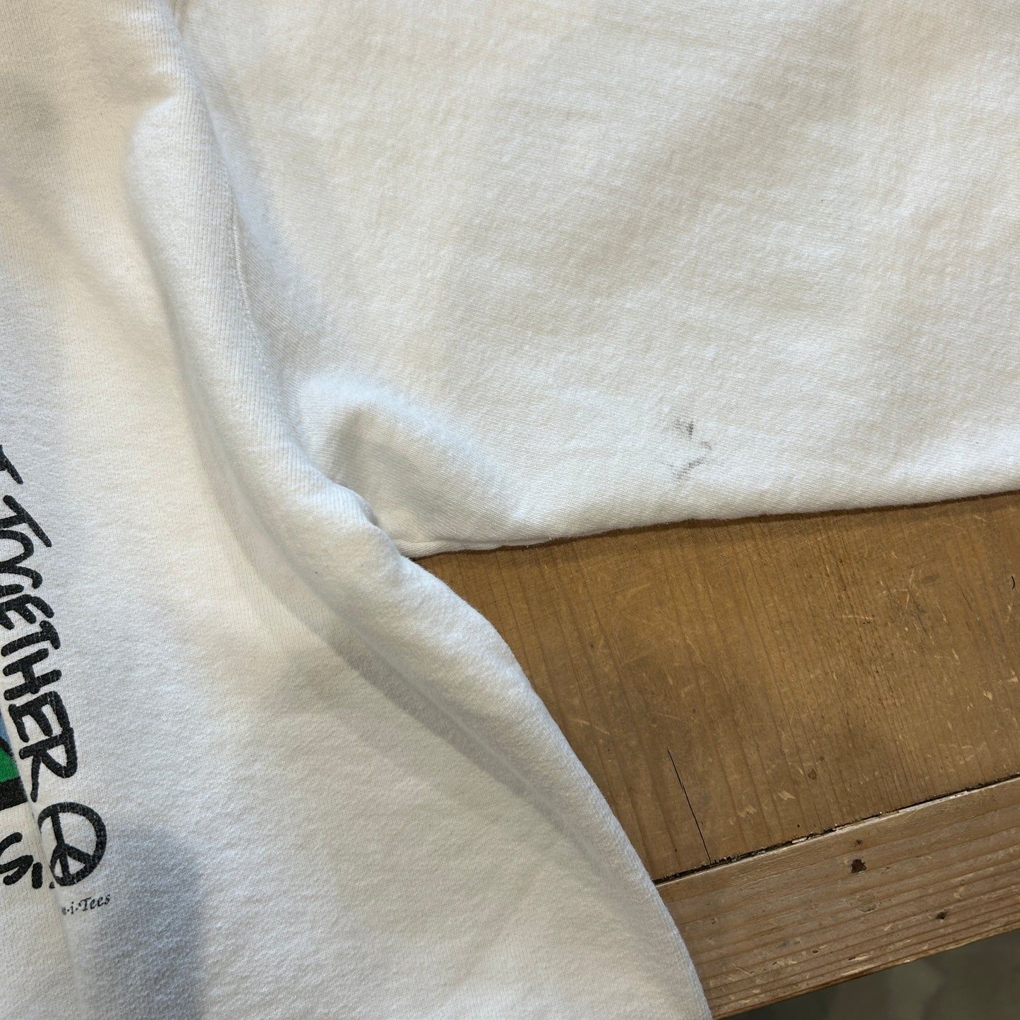 90's Fruit of the Loom"LET'S PEACE IT TOGETHER" アートスウェット 白(XL)/B0951S-SO