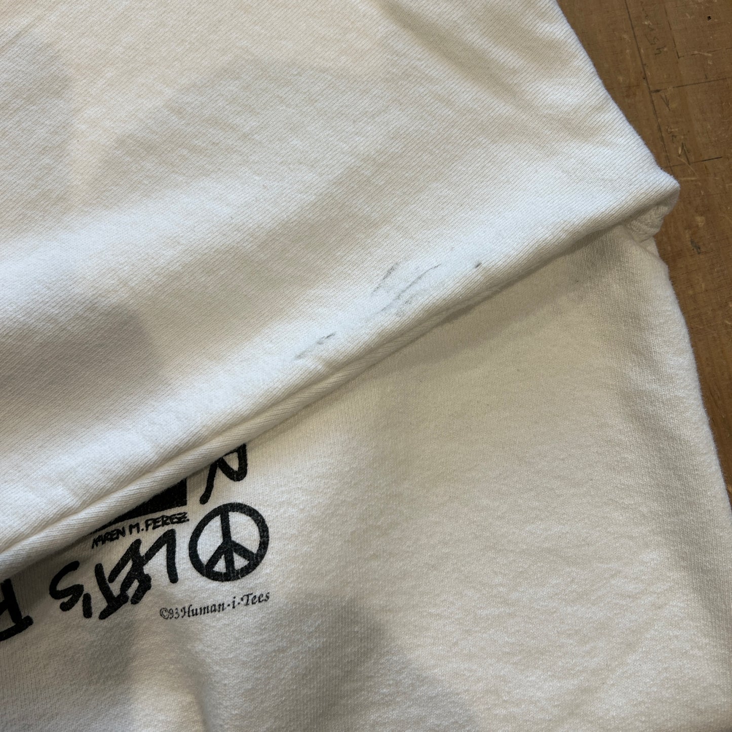 90's Fruit of the Loom"LET'S PEACE IT TOGETHER" アートスウェット 白(XL)/B0951S-SO