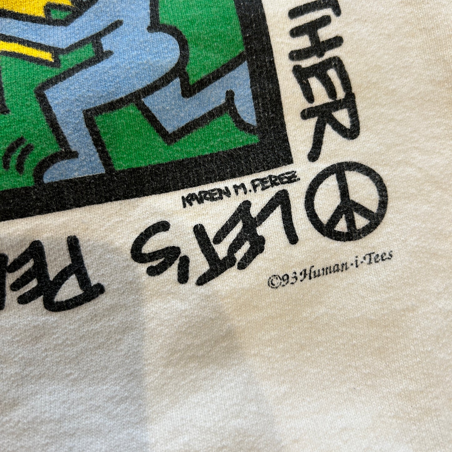 90's Fruit of the Loom"LET'S PEACE IT TOGETHER" アートスウェット 白(XL)/B0951S-SO