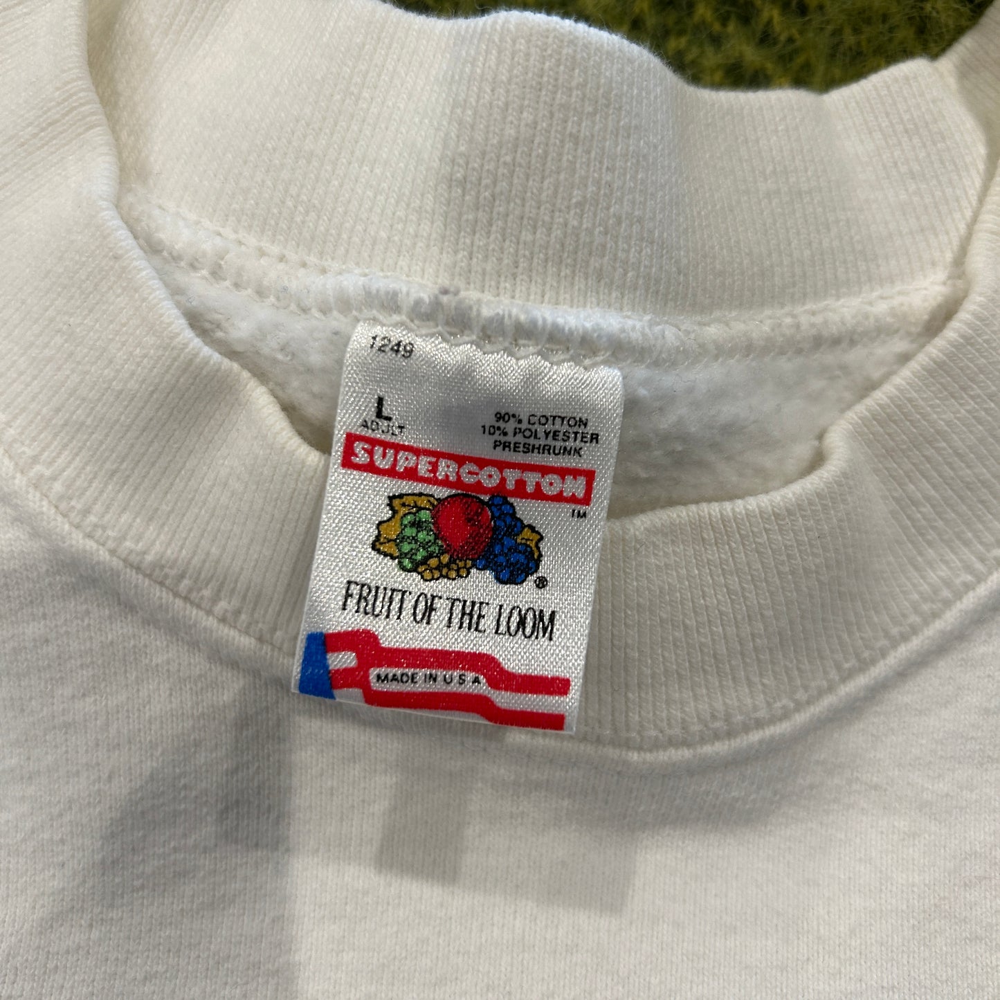 90's Fruit of the Loom"LET'S PEACE IT TOGETHER" アートスウェット 白(XL)/B0951S-SO