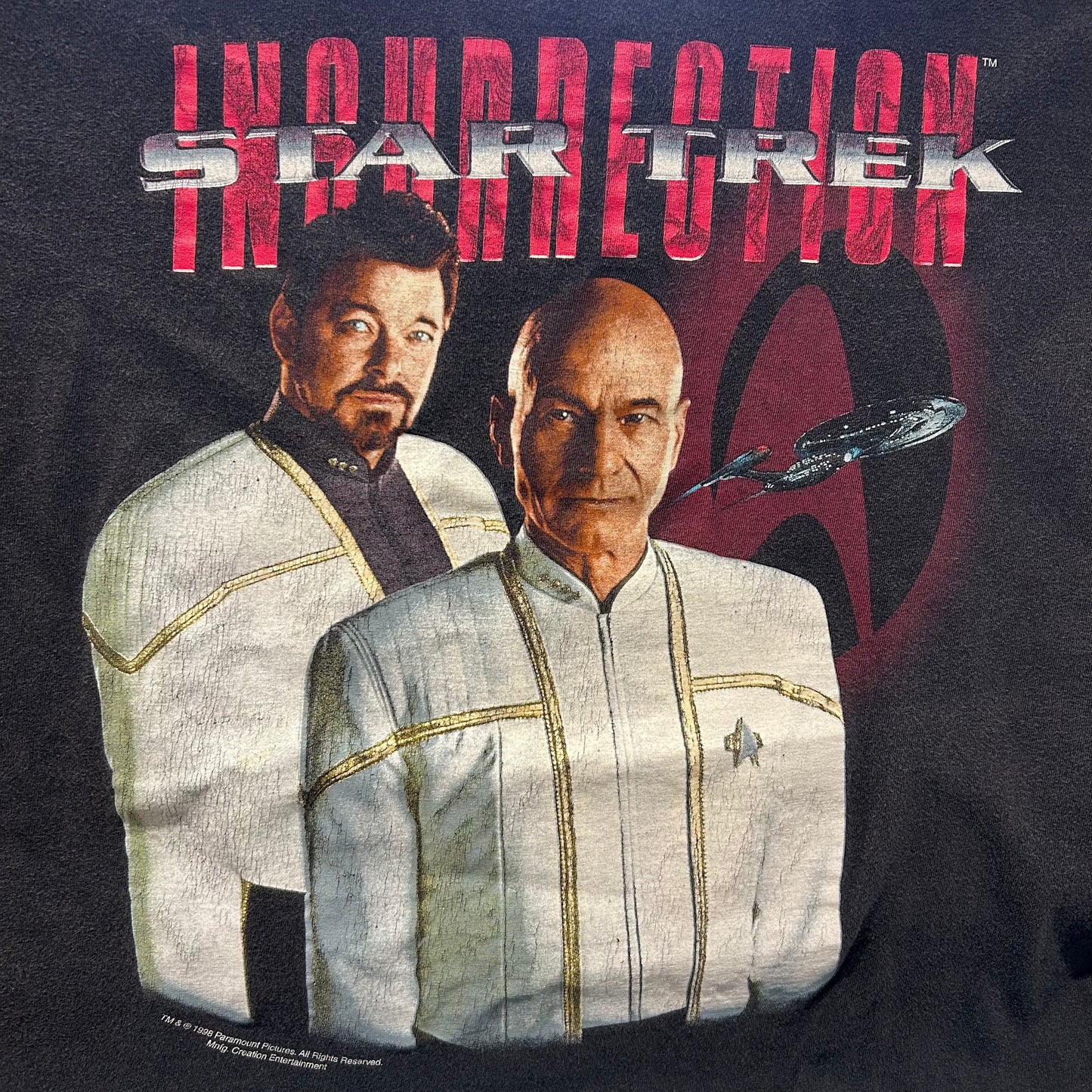 90's STAR TREK スタートレック ムービーTシャツ 黒(XL)/A6995T-SO