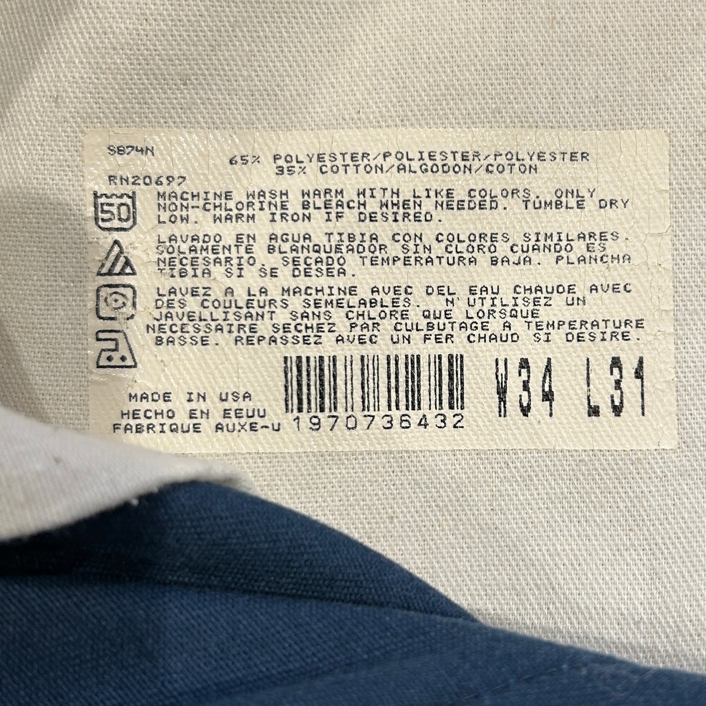 90's Dickies ディッキーズ 874 ワークパンツ USA製 ネイビー(34×31)/A8334P-SO