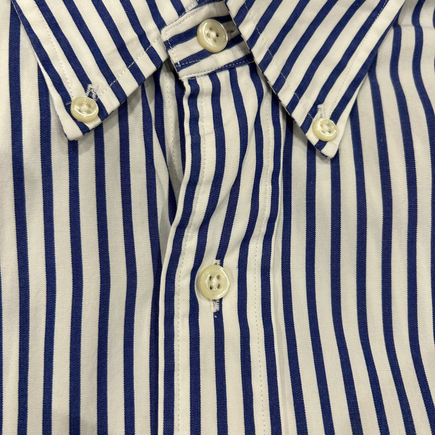 00's Ralph Lauen ラルフローレン"BLAIRE" 半袖ストライプシャツ ボタンダウン 白紺 (M)/B3716SH-SO