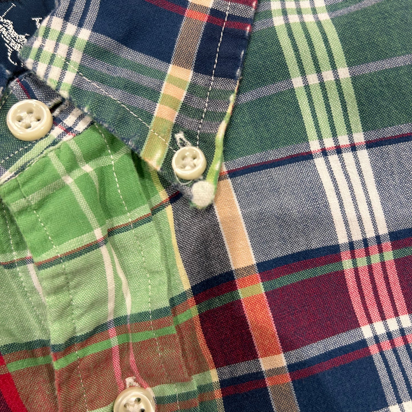 00's Ralph Lauren ラルフローレン 半袖 チェックシャツ 緑白紺 (S)/B2548SH-SO