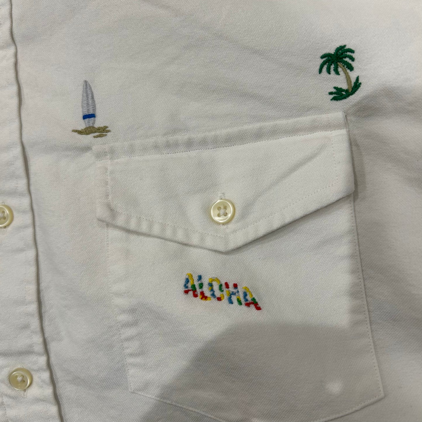 00's Ralph Lauren ラルフローレン B/Dオックスフォードシャツ 半袖 白(L)/B2551SH-SO