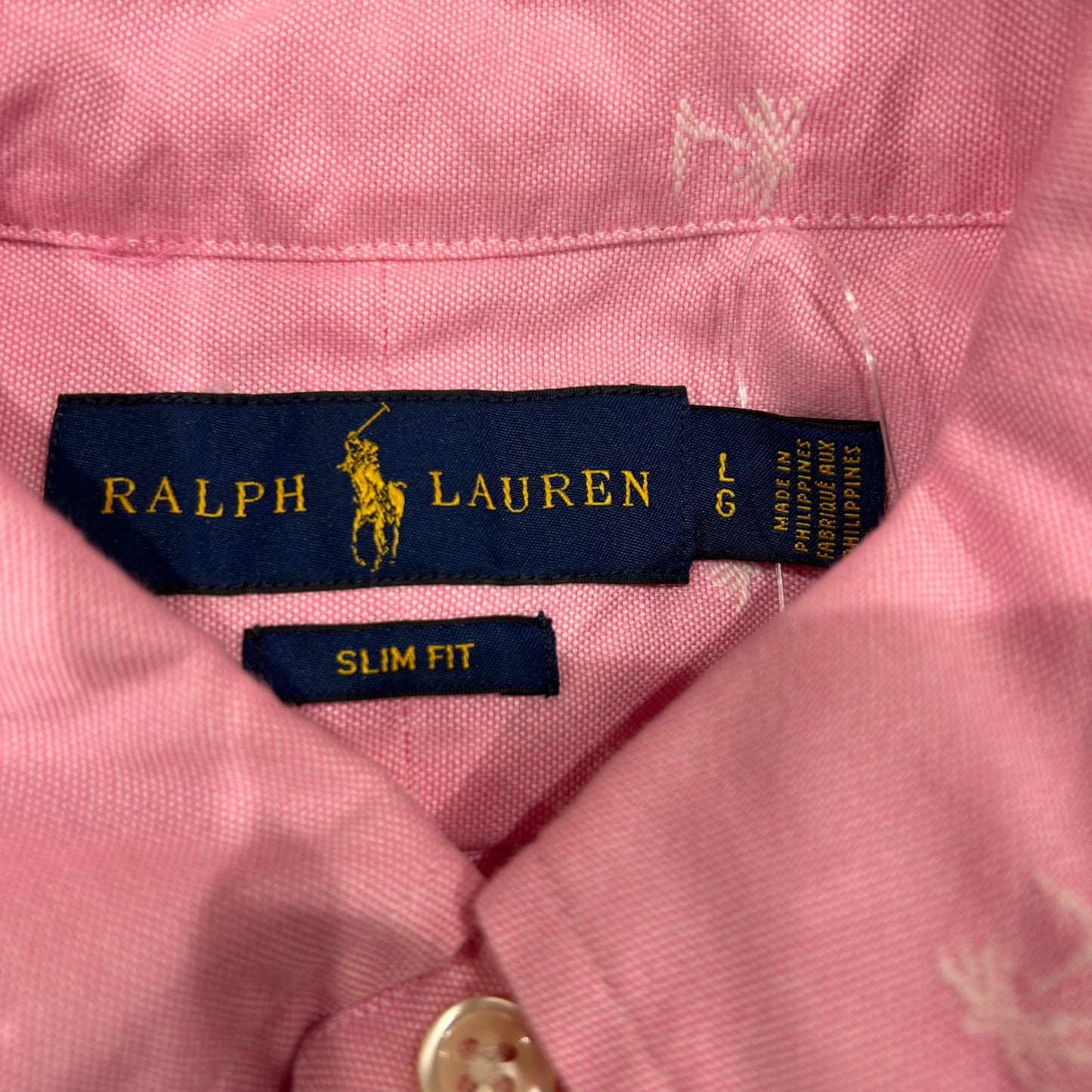 00's Ralph Lauren ラルフローレン オックスフォードシャツ ヤシの木 ピンク(L)/B2327SH-SO