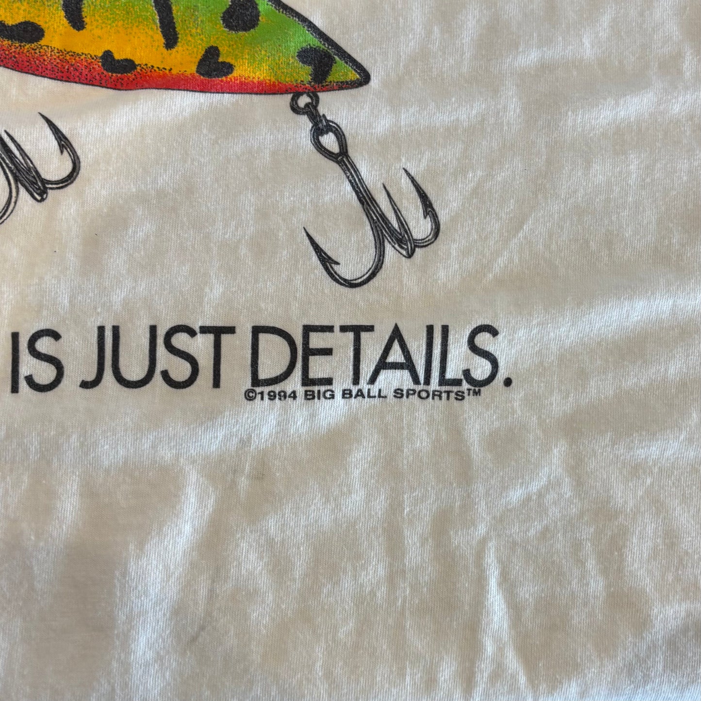 90’s BIG BALL SPORTS “Fishing Is Life” Tシャツ 白 (L)/A3694T-SO