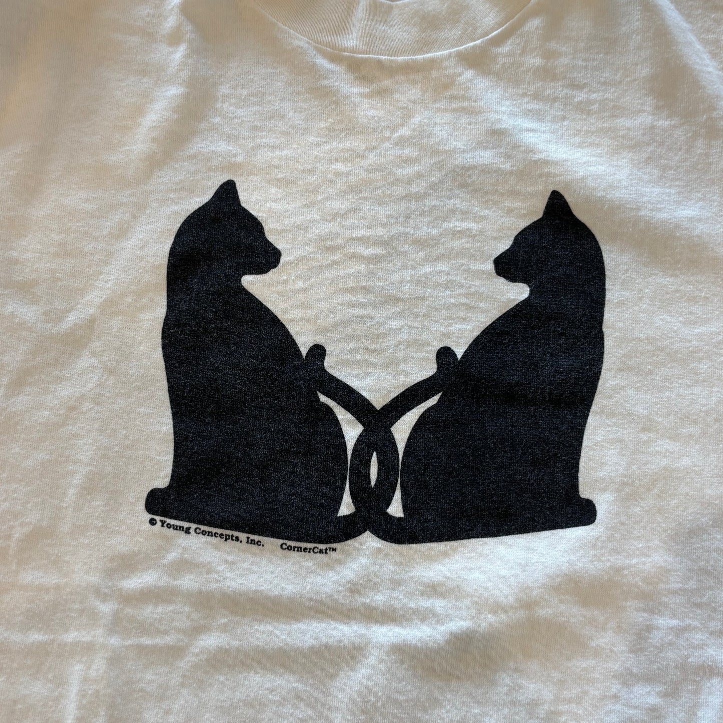 90's CornerCat 猫アートTシャツ 白(L)/A4132T-SO