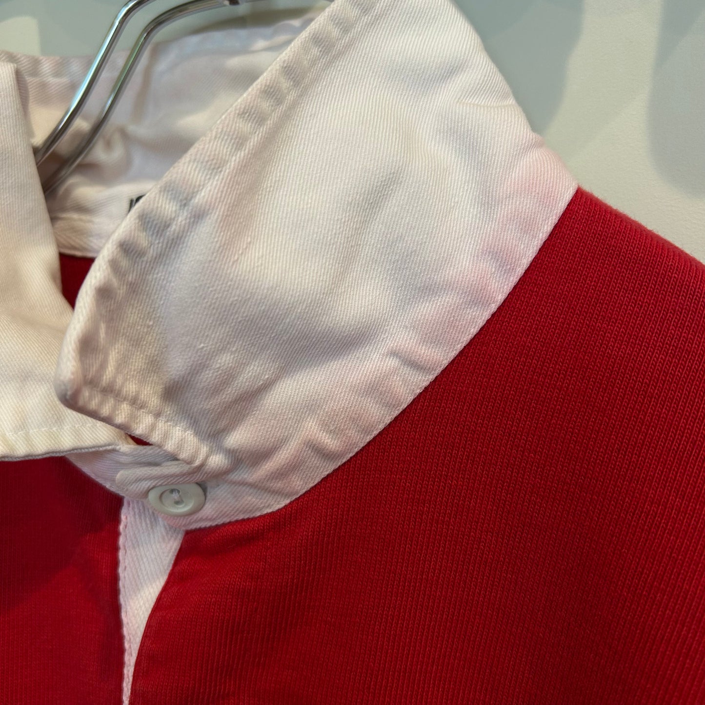 90's Polo Ralph Lauren ラルフローレン"Polo Stadium 1992"OG ラガーシャツ 赤白紺(XL)/B2385T-SO