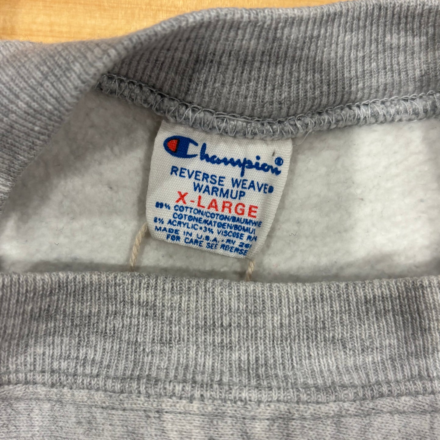 80's Champion "NORWAY" ワッペン リバースウィーブ スウェット 白 (XL)A2534S-SO