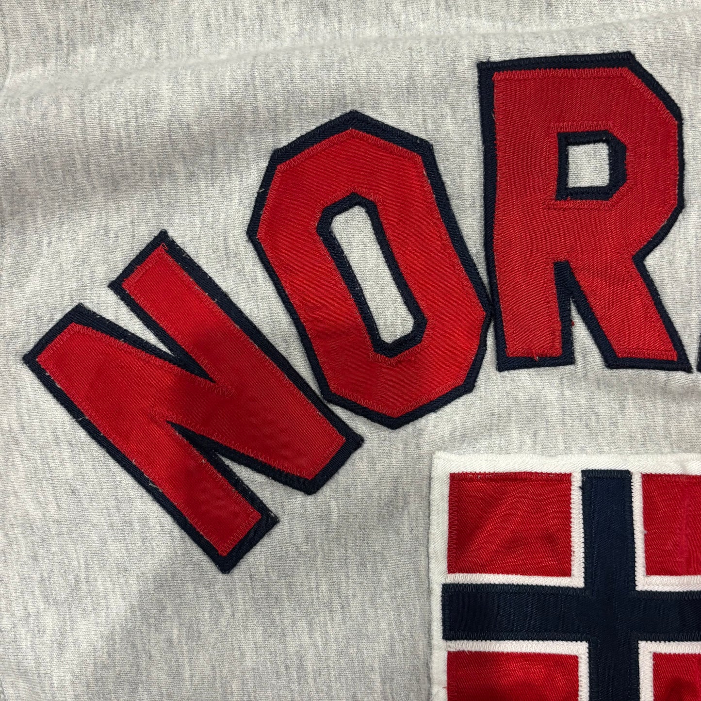 80's Champion "NORWAY" ワッペン リバースウィーブ スウェット 白 (XL)A2534S-SO